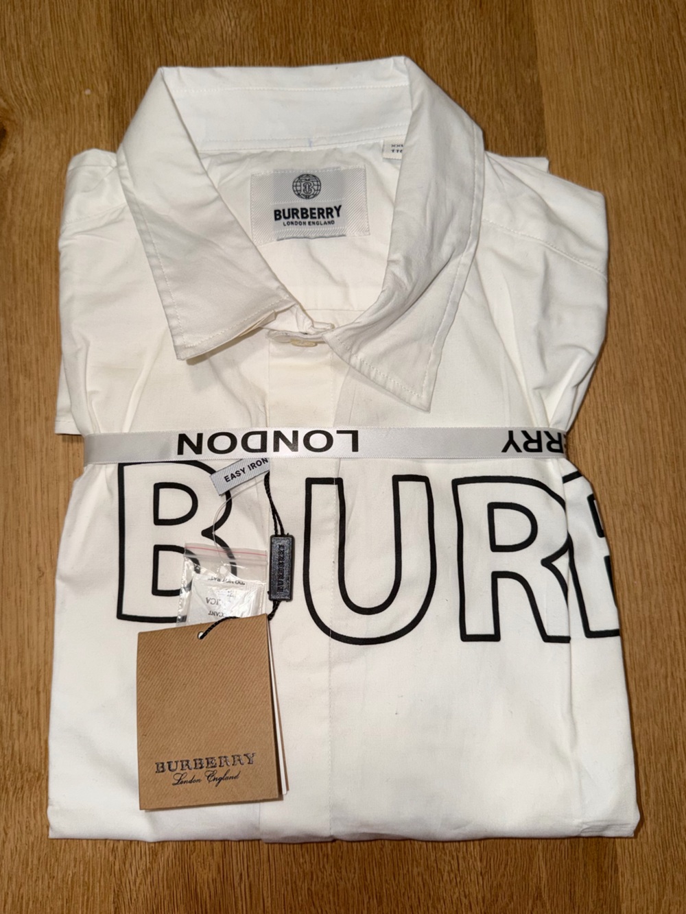 Burberry Prorsum London Logo Print Button Down Shirt White Men’s XXL NWT